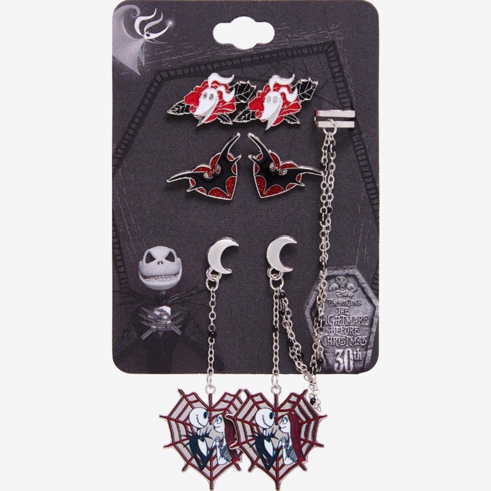 Disney Nightmare‎ Before Christmas Heart Spiderweb Earring Set Hot Topic